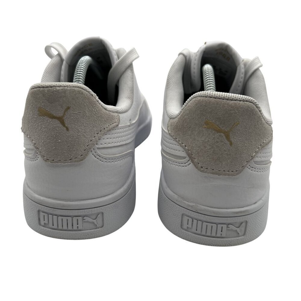 Puma Shuffle Sneaker Mens 9 Women 10.5 White Gold Logo SoftFoam Comfort Athletic - Picture 5 of 14